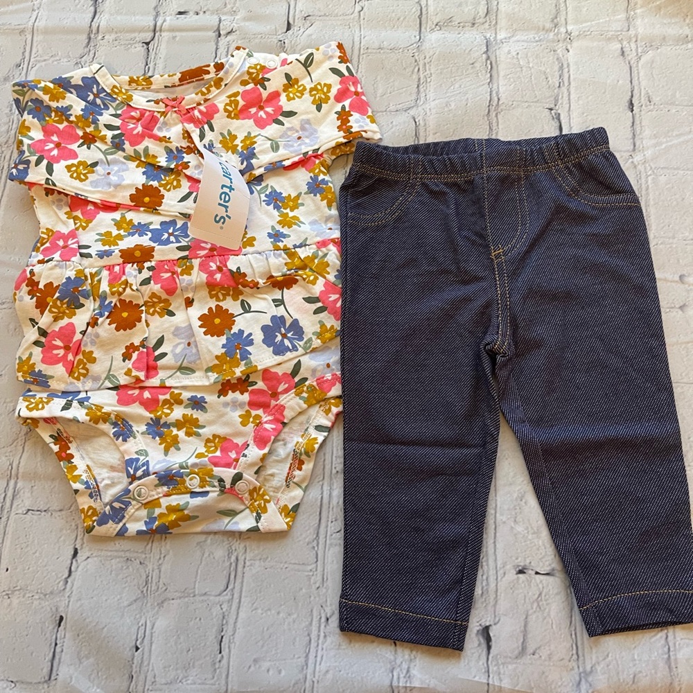 Carters Floral Print top with leggings size:6months
